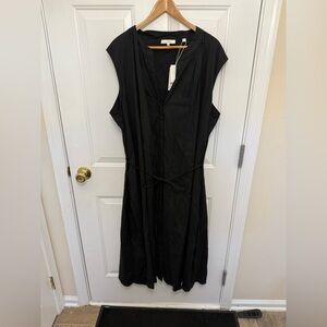 Women’s Vince NWT Black V Neck Sleeveless Dress With Tie Size 2X Casual Party